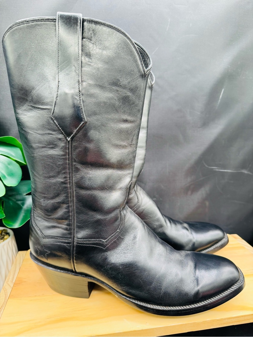 Beautiful JB Hill Black Leather Western Classic Calf Skin Cowboy Boot